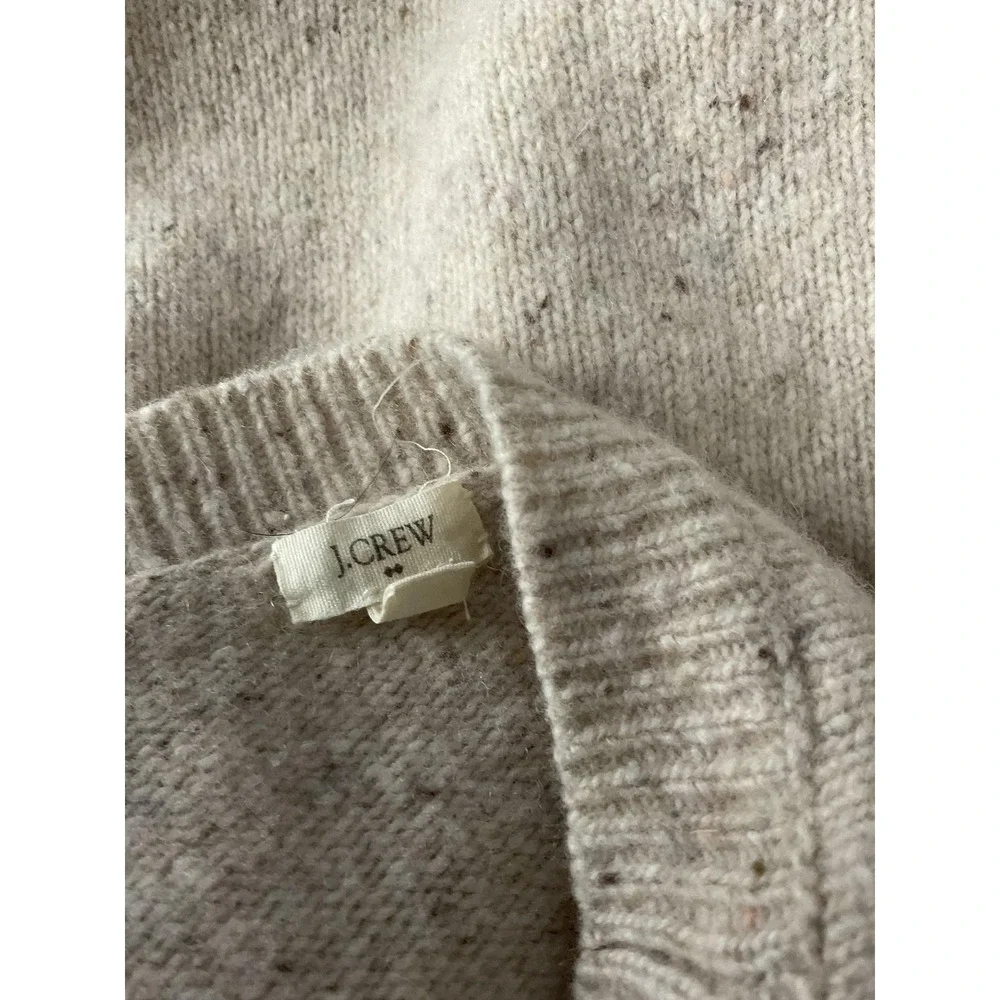 J.CREW Sweater Pullover Womens‎ L Beige Wool-Blend Scoop Neck Cable-Knit